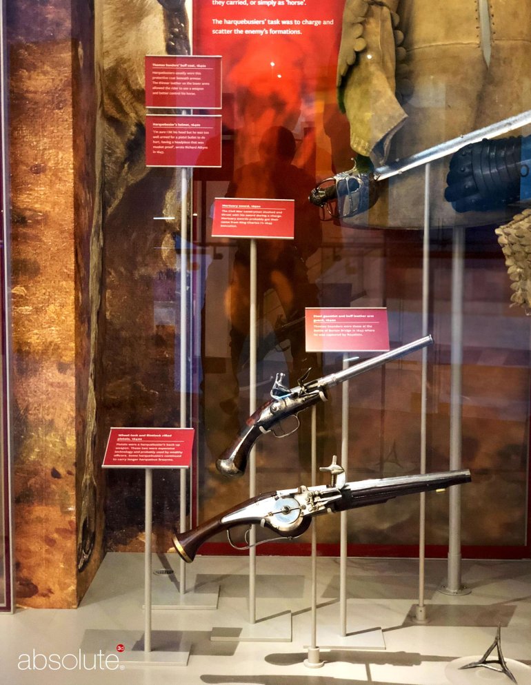 Weapons display in an exhibition at the National Army Museum, using Pinnacle Label Holders to display related information. Weapons display in an exhibition at the National Army Museum, using Pinnacle Label Holders to display related information.